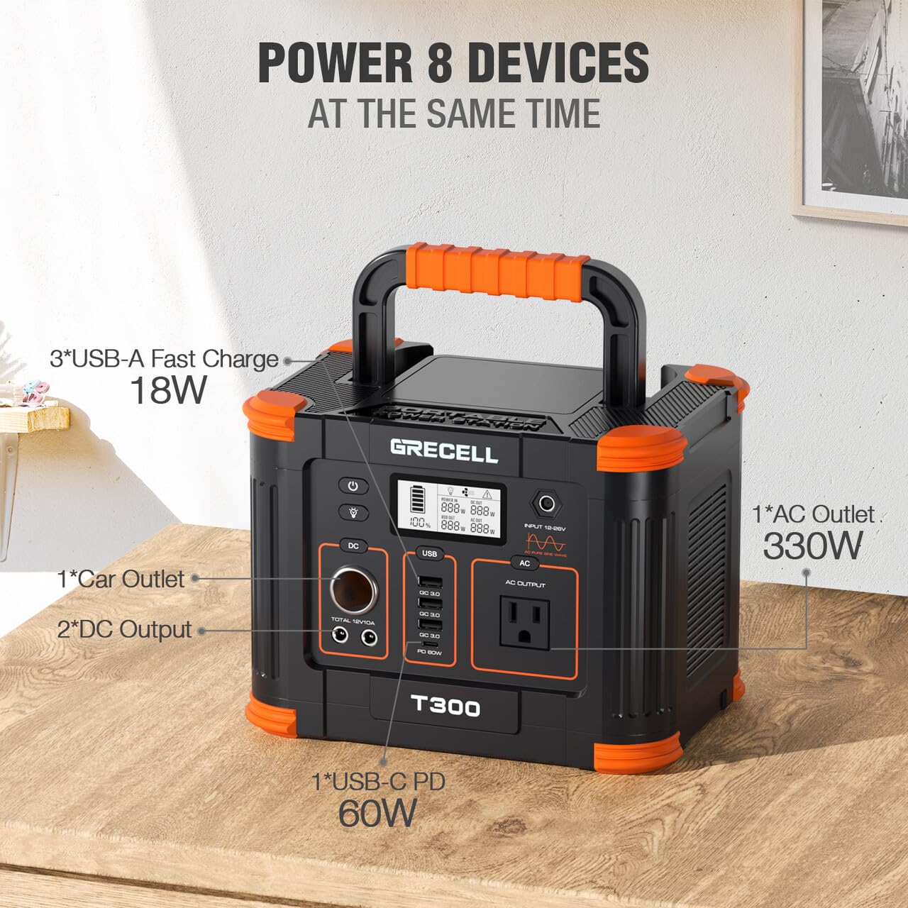 Amazon.com : GRECELL Portable Power Station 300W (Peak 600W